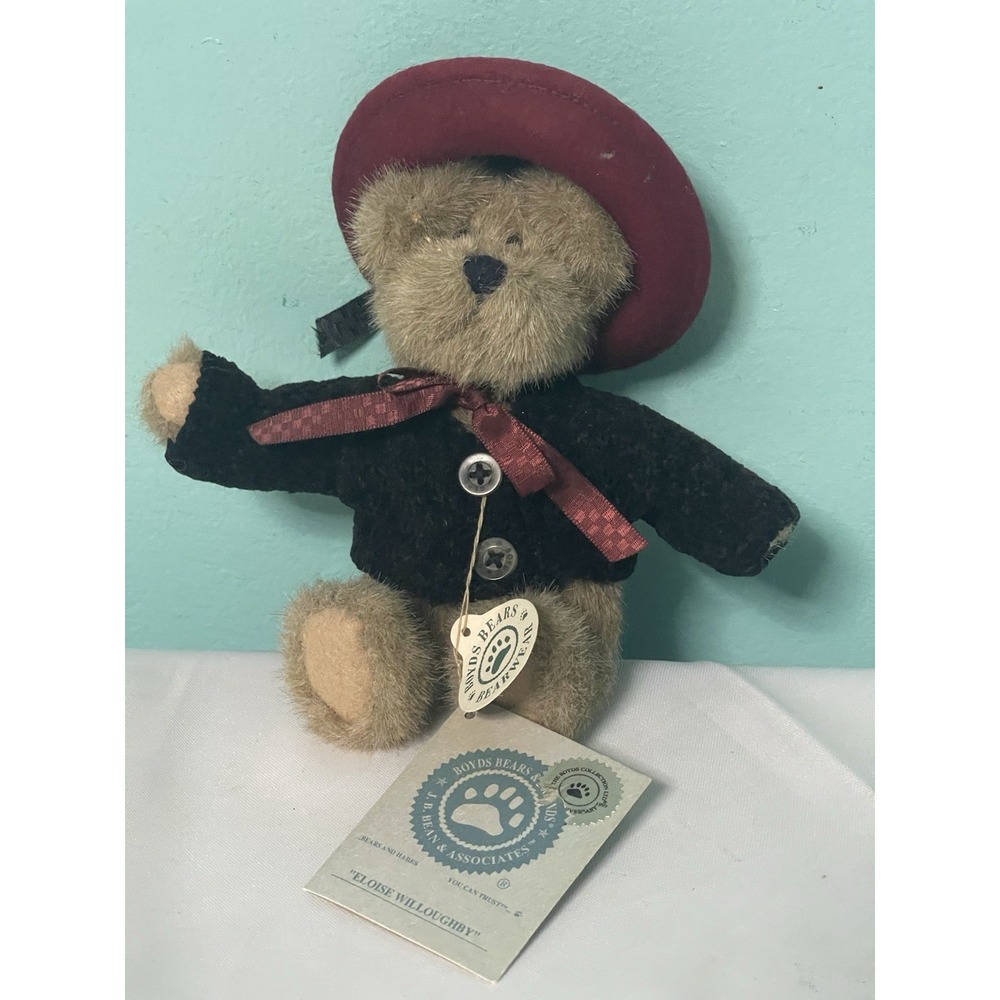 Boyd's Bear plush Eloise Willoughby with red hat/black sweater,‎ 7" Bin T
